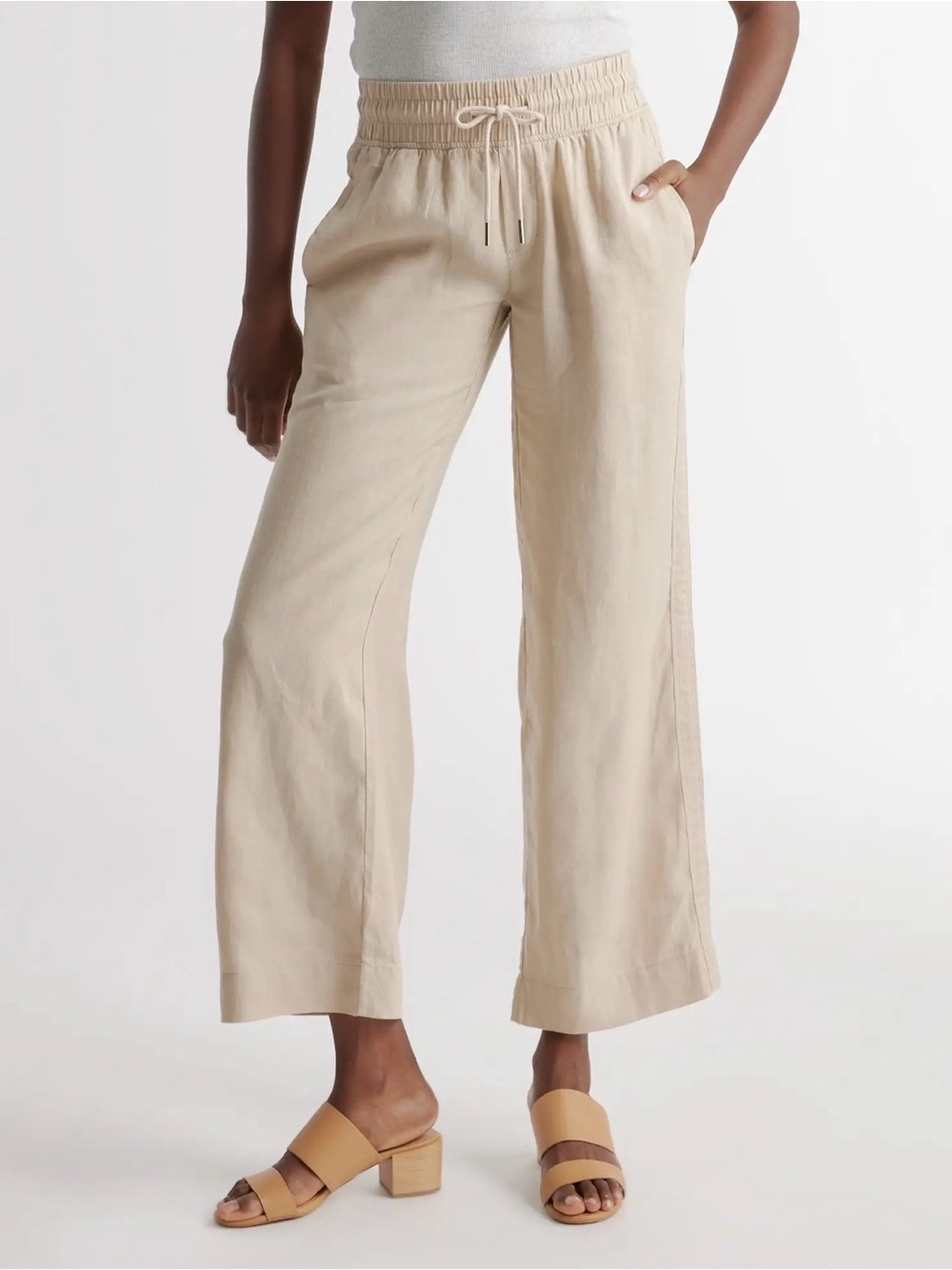 NWT Quince 100% European Linen Wide Leg Pants Size XL tan